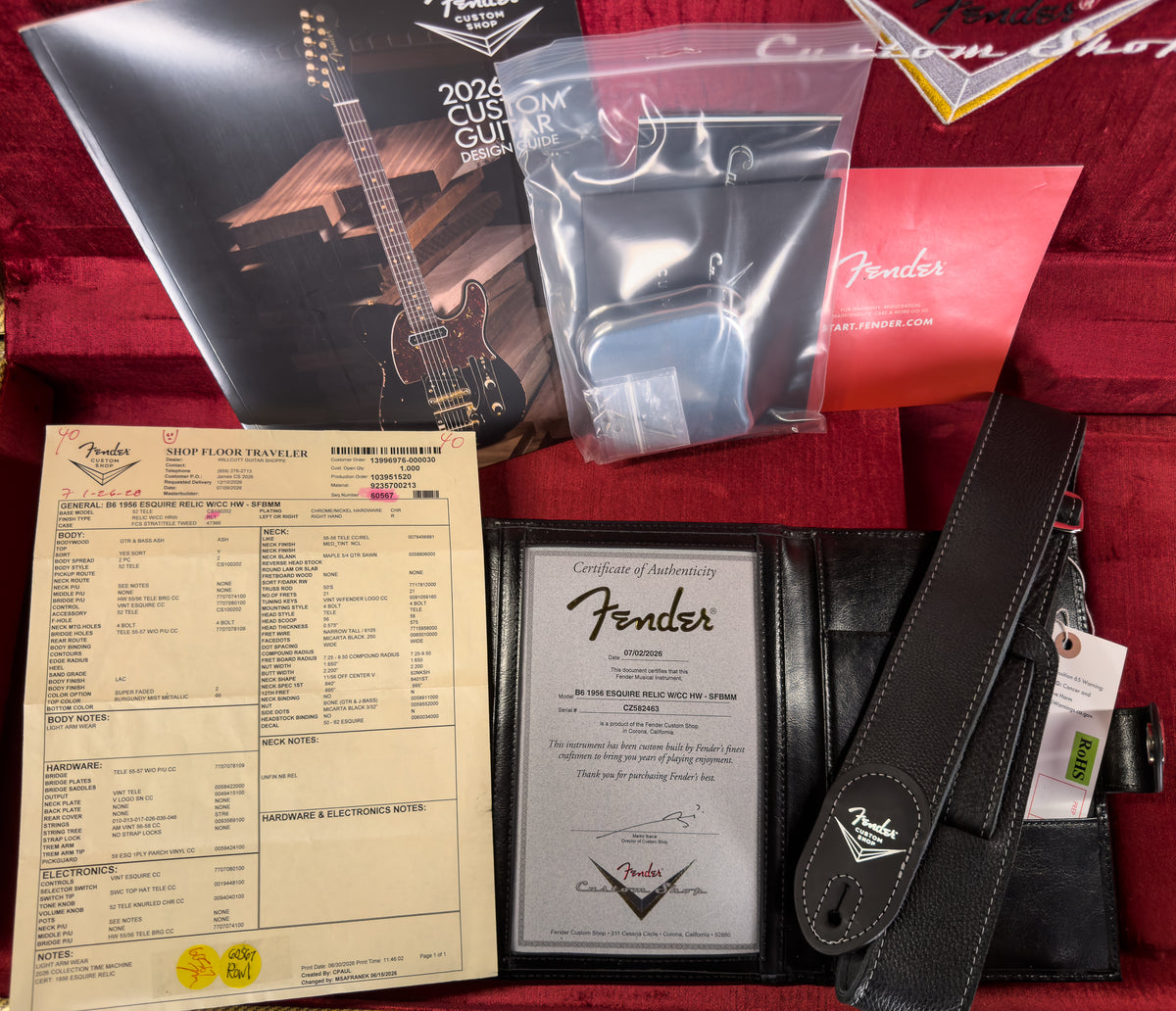 Fender Custom Shop 1956 Esquire Relic w/ Closet Classic Hardware Super Faded Aged Burgundy Mist Metallic (463)