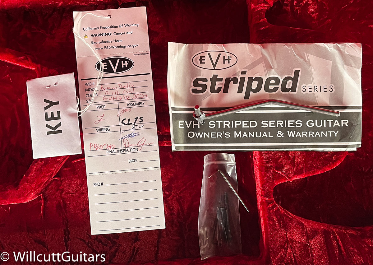 EVH Striped Series Frankenstein Frankie Maple Fingerboard Red with Black Stripes Relic