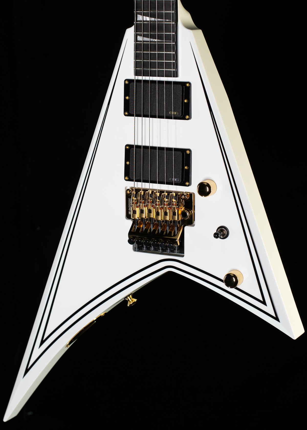 Jackson MJ Series Rhoads RR24MG Ebony Fingerboard White with Black Pinstripes (159)