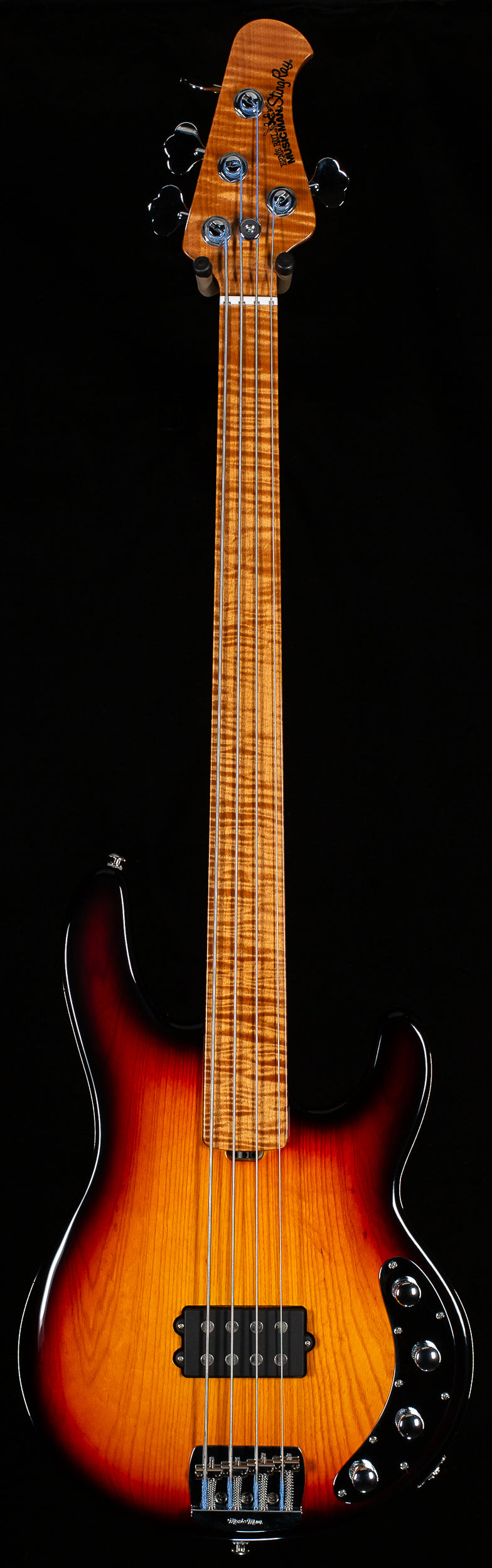 Ernie Ball Music Man BFR StingRay Fretless Figured Roasted Neck Vintage Sierra Burst
