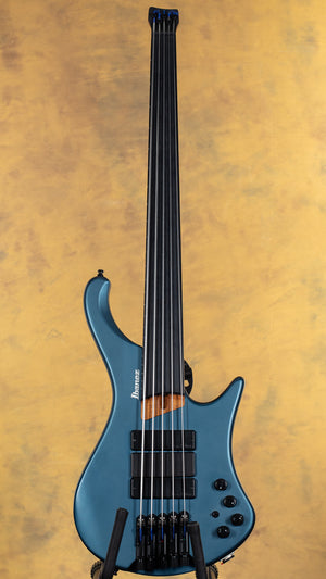2023 Ibanez Bass Workshop EHB1005F Fretless 5-string Bass Guitar - Arctic Ocean Matte