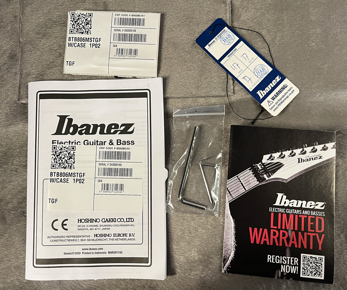 Ibanez BTB806MSTGF 6 String Bass Transparent Gray Flat (169)