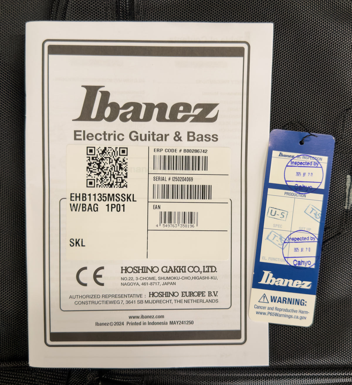 Ibanez Bass Workshop EHB1135MSSKL 5-string Multi-scale Bass Silver Wave Black Low Gloss (069)