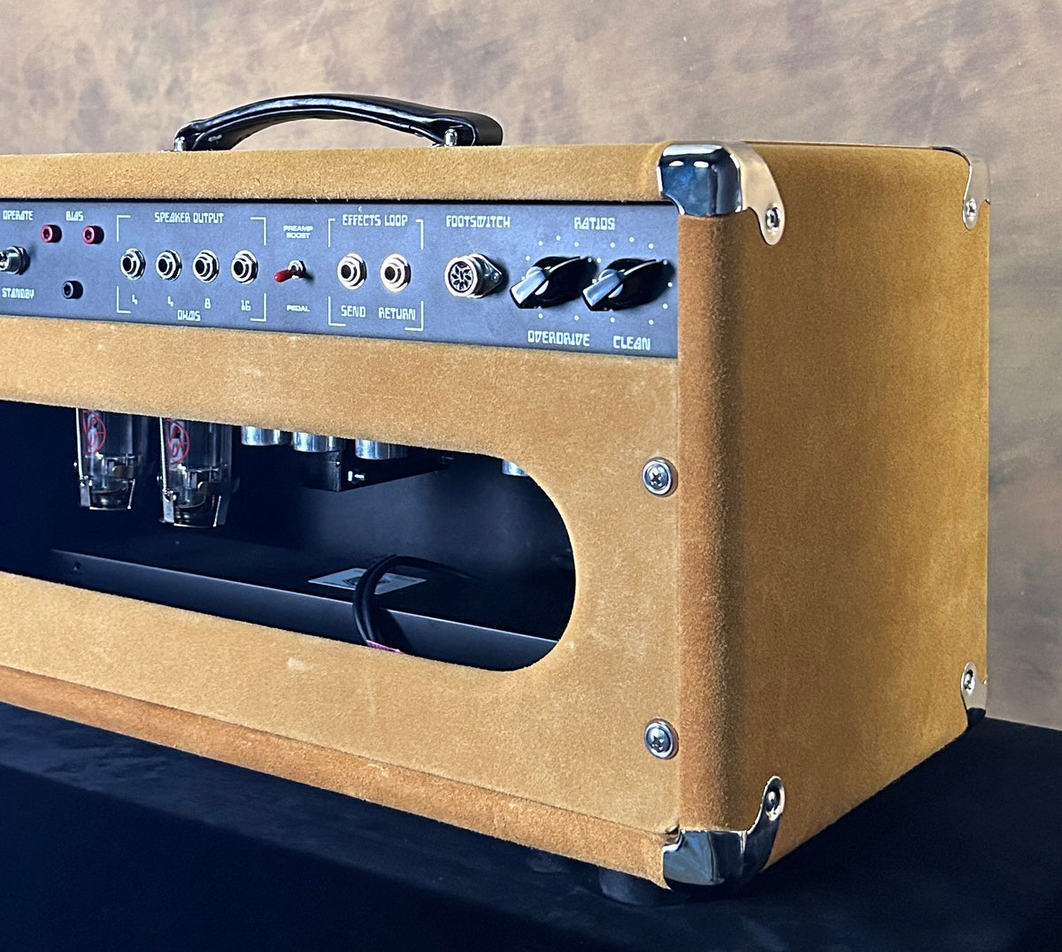 Amplified Nation Overdrive Reverb Head Golden Brown Suede 100w