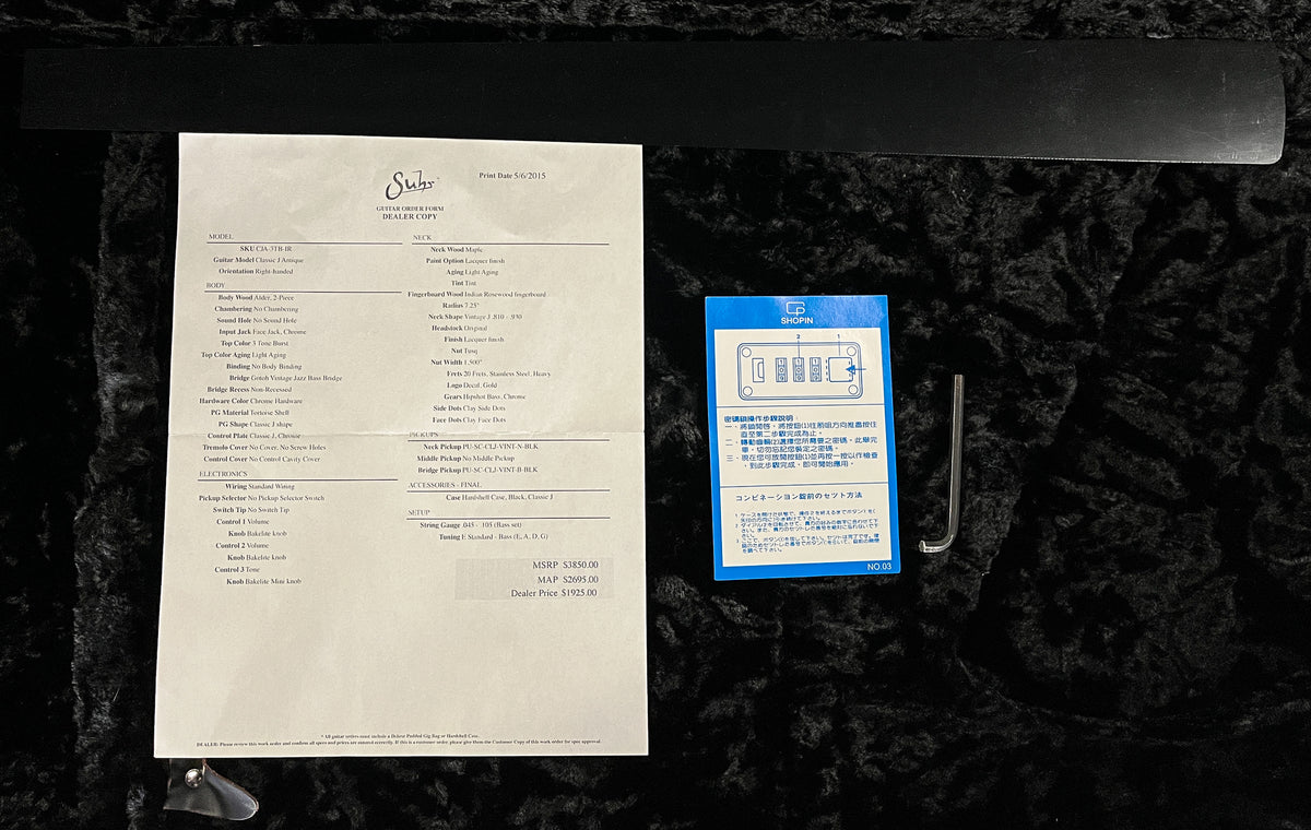 Suhr Classic J Antique 3-Tone Sunburst (D0P)