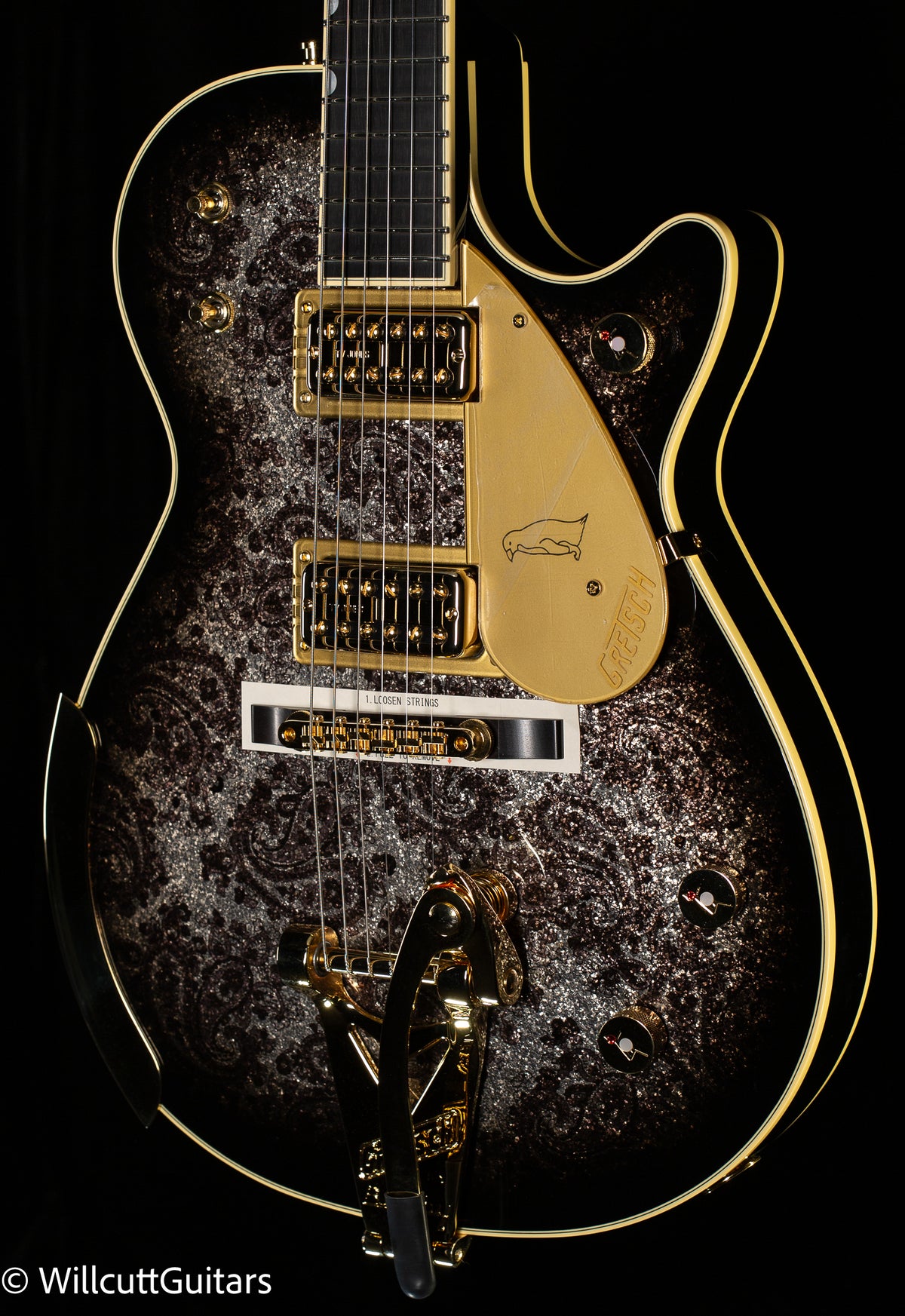 Gretsch G6134TG Limited Edition Paisley Penguin with String-Thru Bigsby Black Paisley (328)