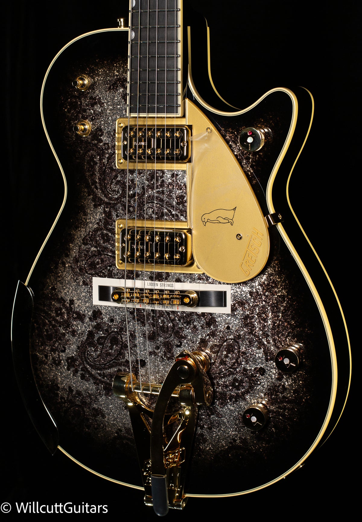 Gretsch G6134TG Limited Edition Paisley Penguin with String-Thru Bigsby Black Paisley (363)