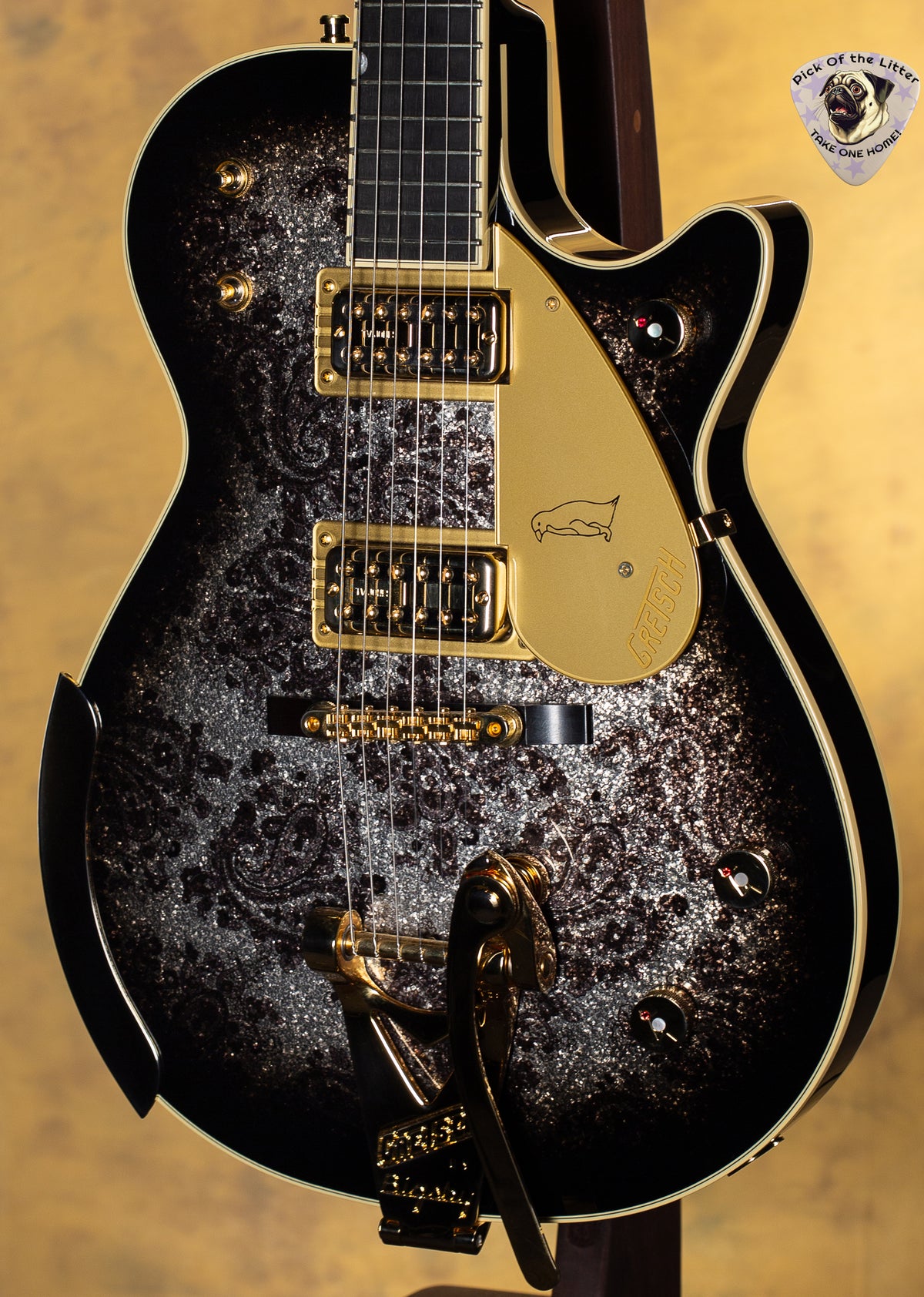 2023 Gretsch G6134TG Limited Edition Paisley Penguin with String-Thru Bigsby Black Paisley
