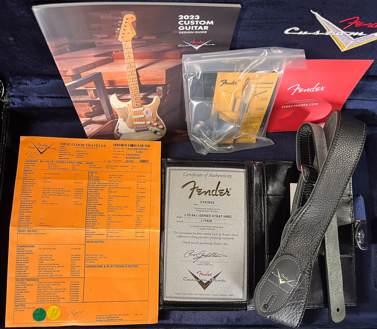 Fender Custom Shop Limited Edition 1964 L-Series Stratocaster Heavy Relic Aged Daphne Blue (629)