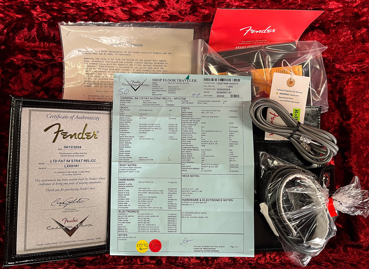 Fender Custom Shop Limited Edition 70th Anniversary Fat '54 Strat Relic/Closet Classic Hardware Chocolate 2-Color Sunburst (191)