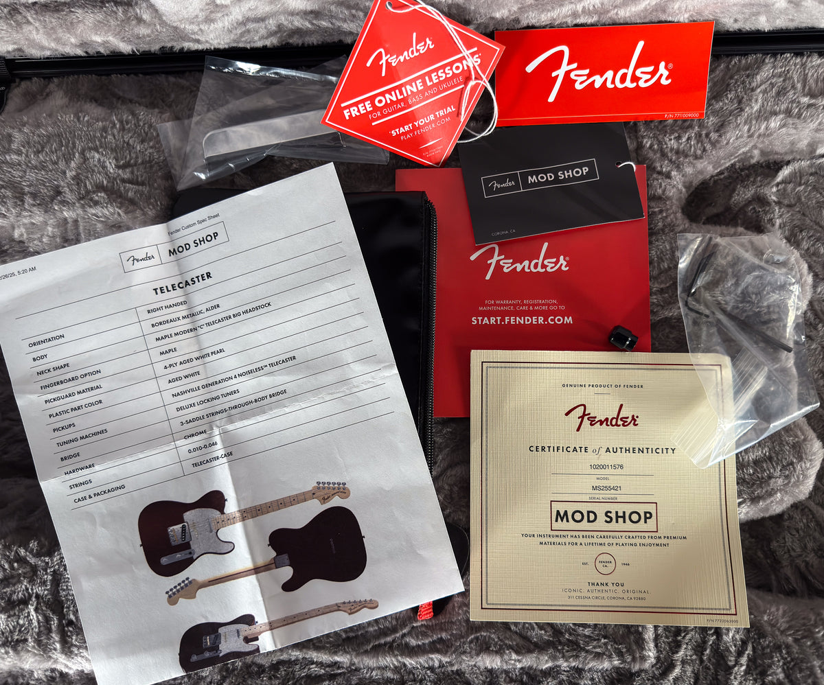 2025 Fender Mod Shop Telecaster Bordeaux Metallic Nashville