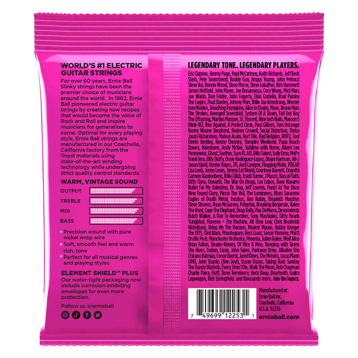 Ernie Ball Super Slinky Classic Rock n Roll Pure Nickel Wrap Electric Guitar Strings - 10-46 Gauge