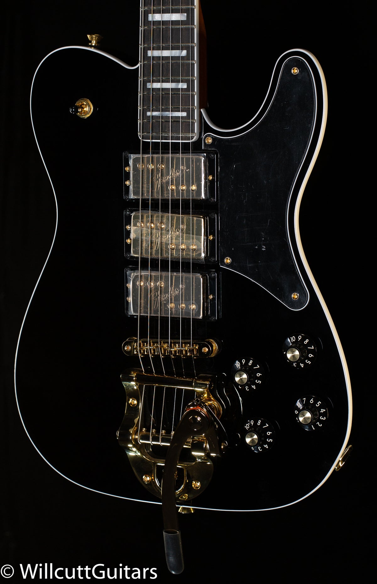 Fender Parallel Universe Volume II Troublemaker Tele Deluxe with Bigsby, Ebony Fingerboard, Black (215)