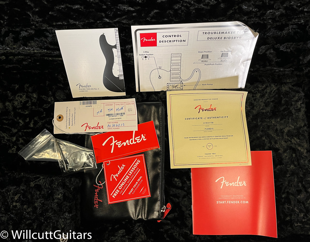 Fender Parallel Universe Volume II Troublemaker Tele Deluxe with Bigsby, Ebony Fingerboard, Black (215)