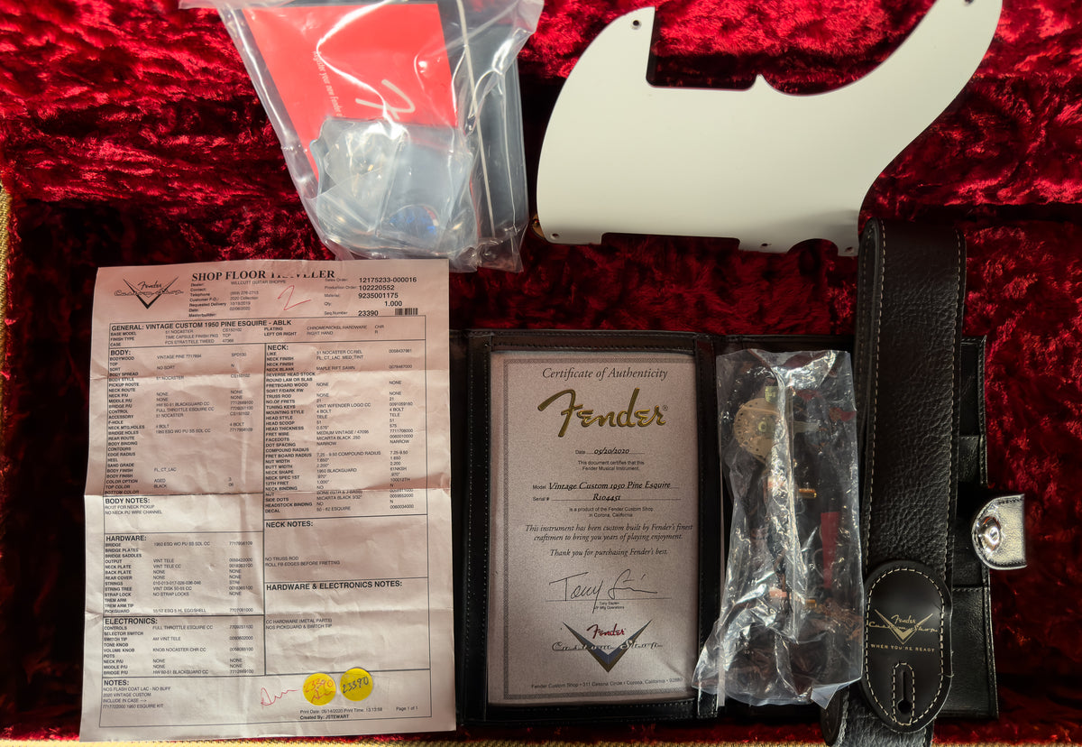 2020 Fender Custom Shop Vintage Custom 1950 Pine Esquire Black