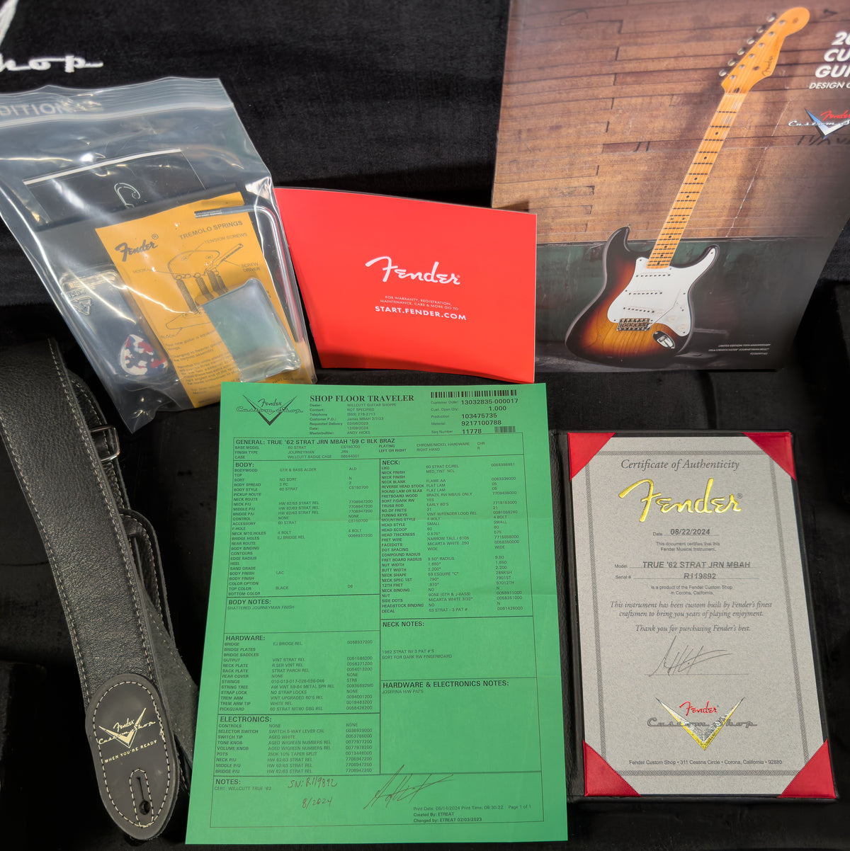 Fender Custom Shop Masterbuilt Andy Hicks True &#39;62 Strat Journeyman Black Brazilian 59 C (892)