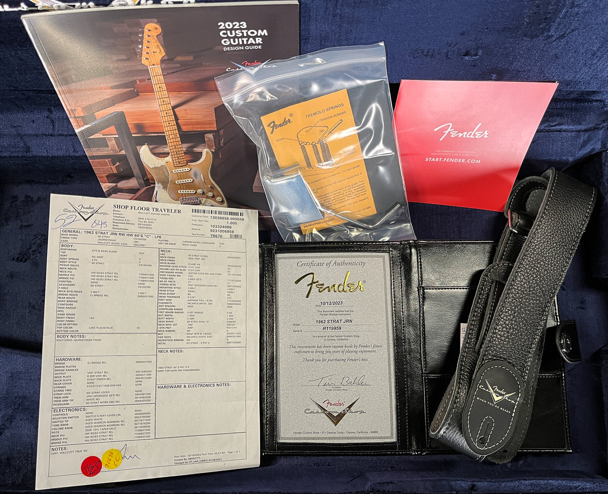 Fender Custom Shop Willcutt True &#39;62 Stratocaster Journeyman Relic Lake Placid Blue 60s Oval C (959)