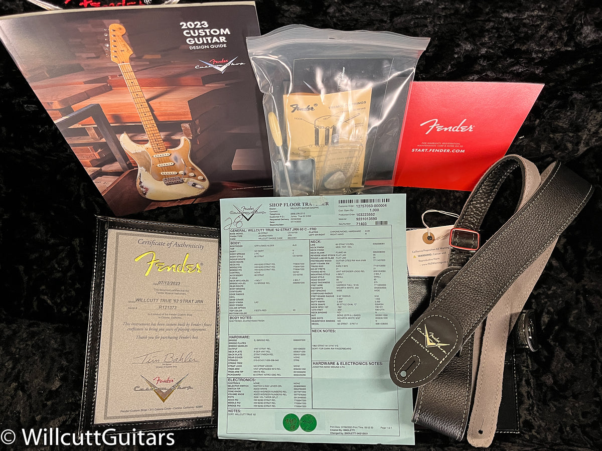Fender Custom Shop Willcutt True '62 Stratocaster Journeyman Relic Fiesta Red 60s Oval C (373)