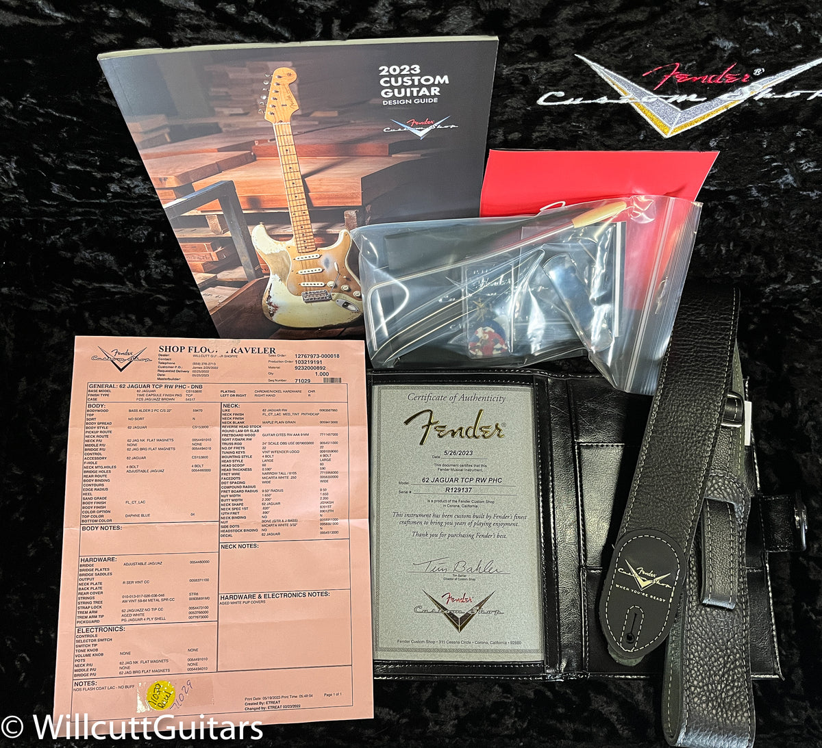 Fender Custom Shop 1962 Jaguar Time Capsule Finish Painted Head Cap Daphne Blue (137)