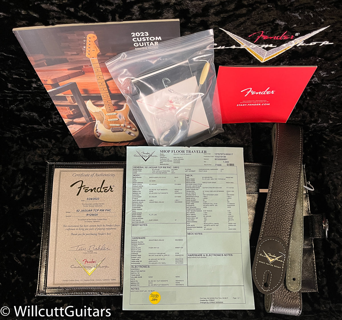 Fender Custom Shop 1962 Jaguar Time Capsule Finish Painted Head Cap Surf Green (820)