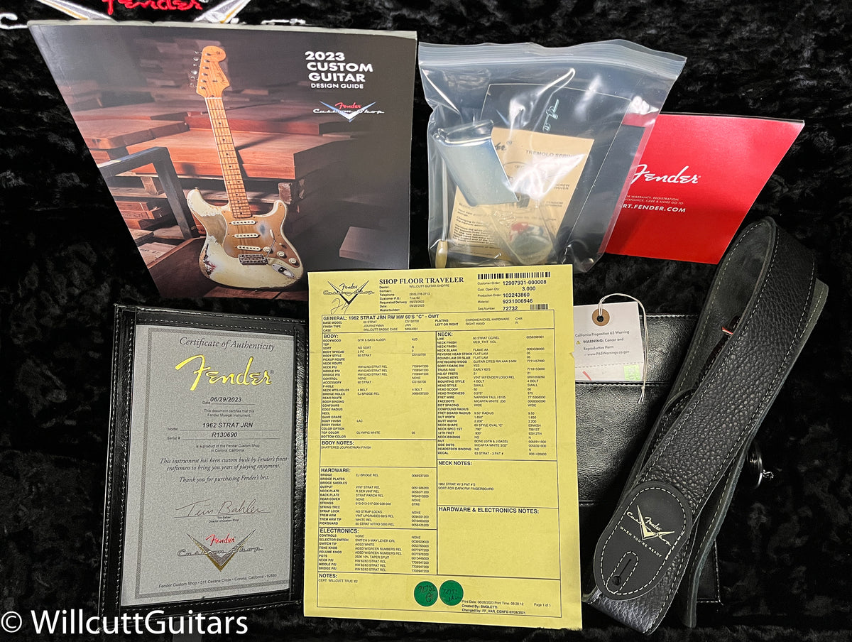 Fender Custom Shop Willcutt True '62 Stratocaster Journeyman Relic Olympic White 60s Oval C (690)