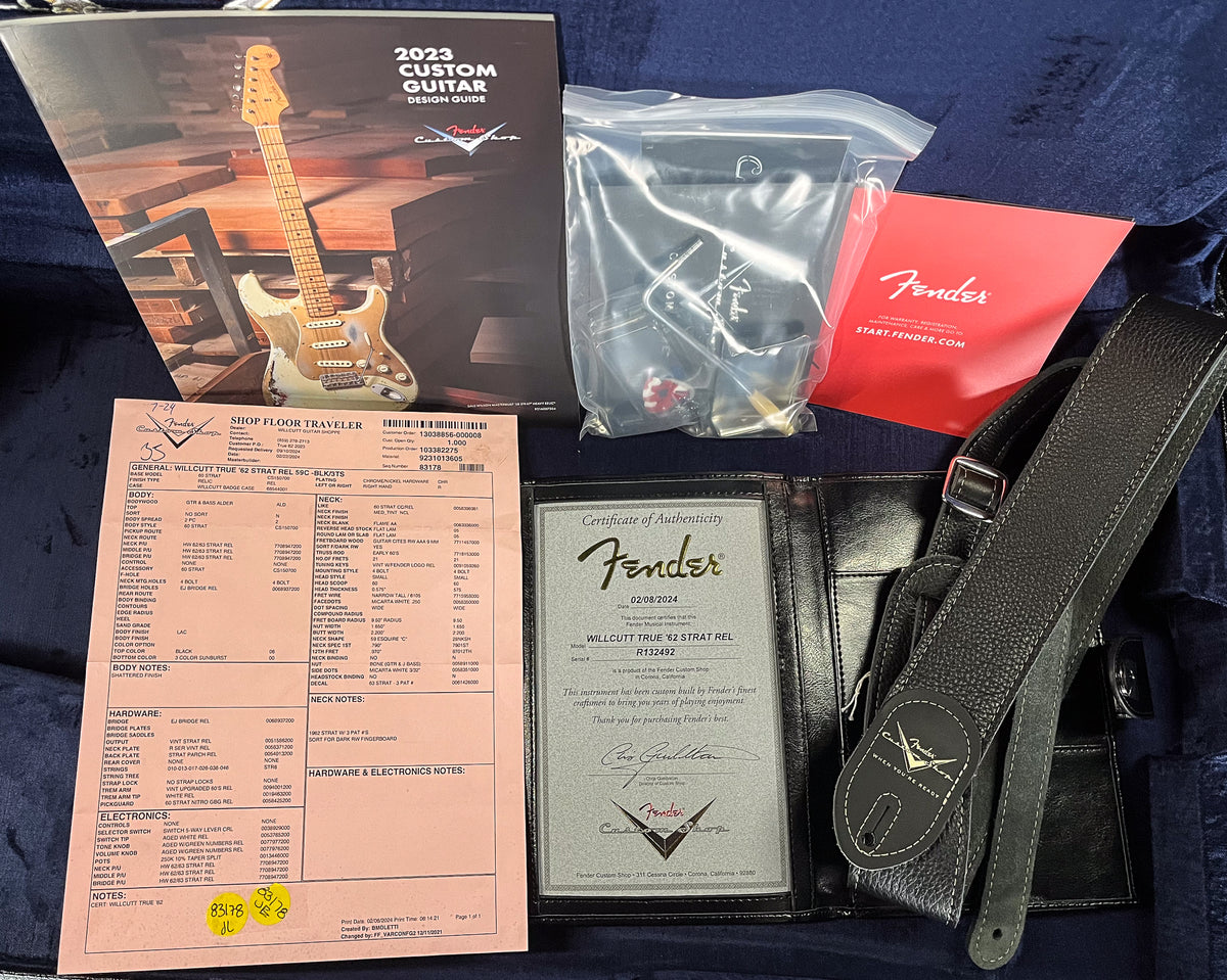 Fender Custom Shop Willcutt True '62 Stratocaster Journeyman Relic Black over 3TS '59 C (492)