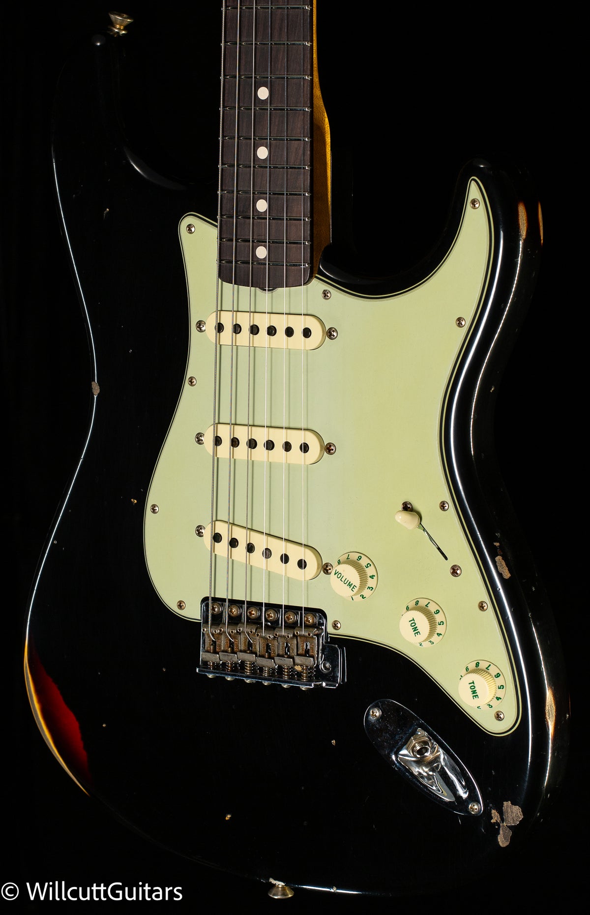 Fender Custom Shop Willcutt True '62 Stratocaster Journeyman Relic Black over 3TS '59 C (396)