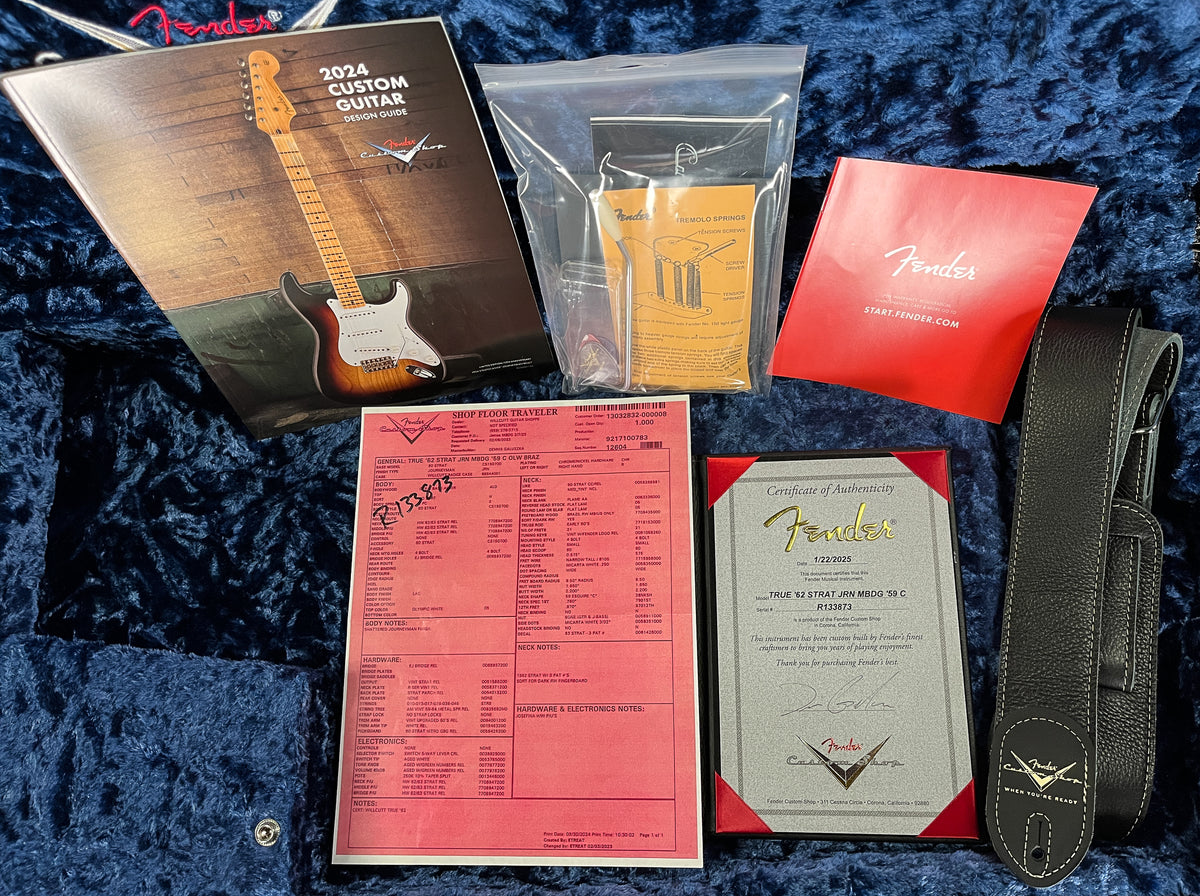 Fender Custom Shop True &#39;62 Strat Journeyman Relic Masterbuilt Dennis Galuszka Olympic White Brazilian &#39;59 C (873)