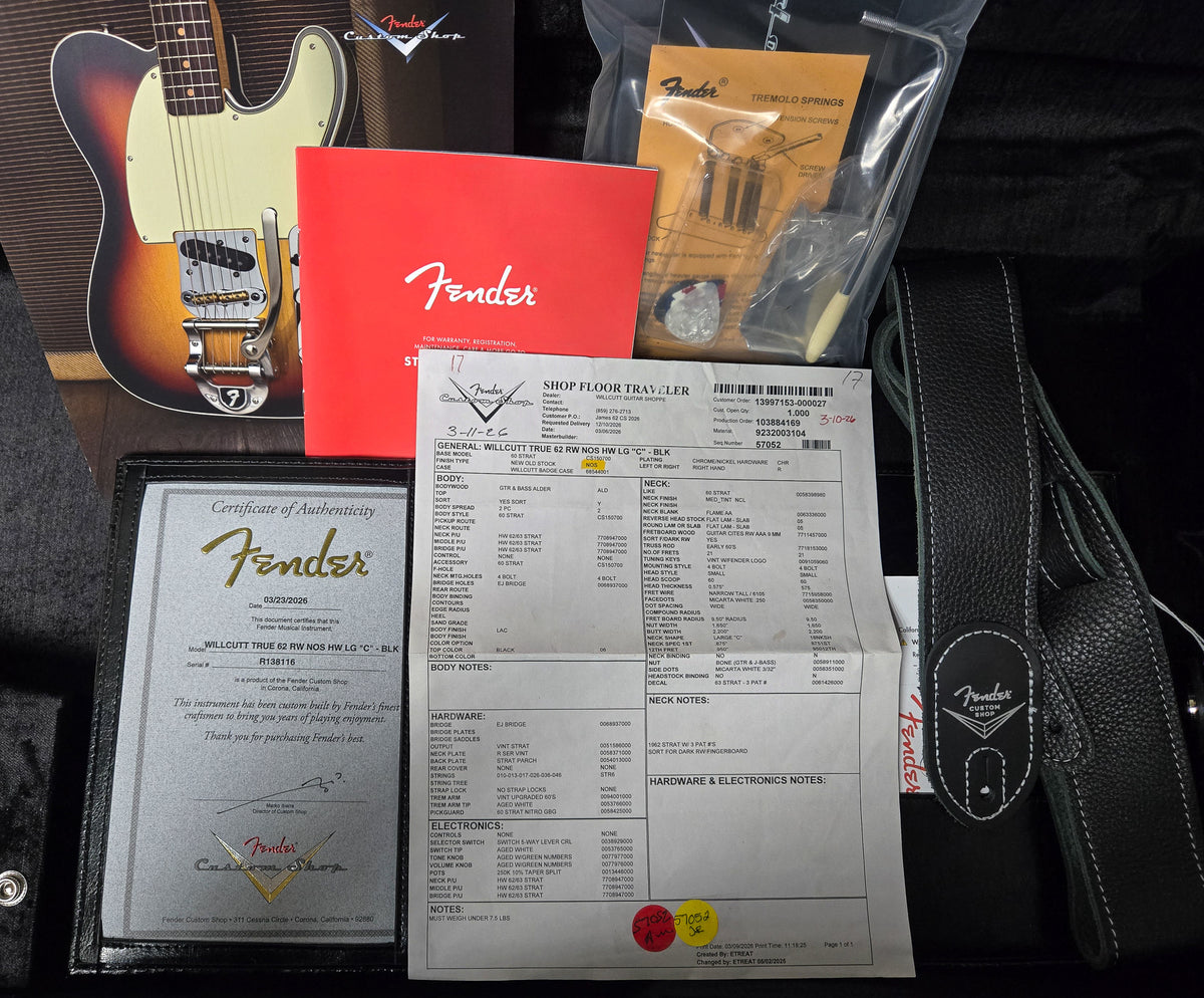 Fender Custom Shop Willcutt True '62 Stratocaster NOS Black Large "C" (116)