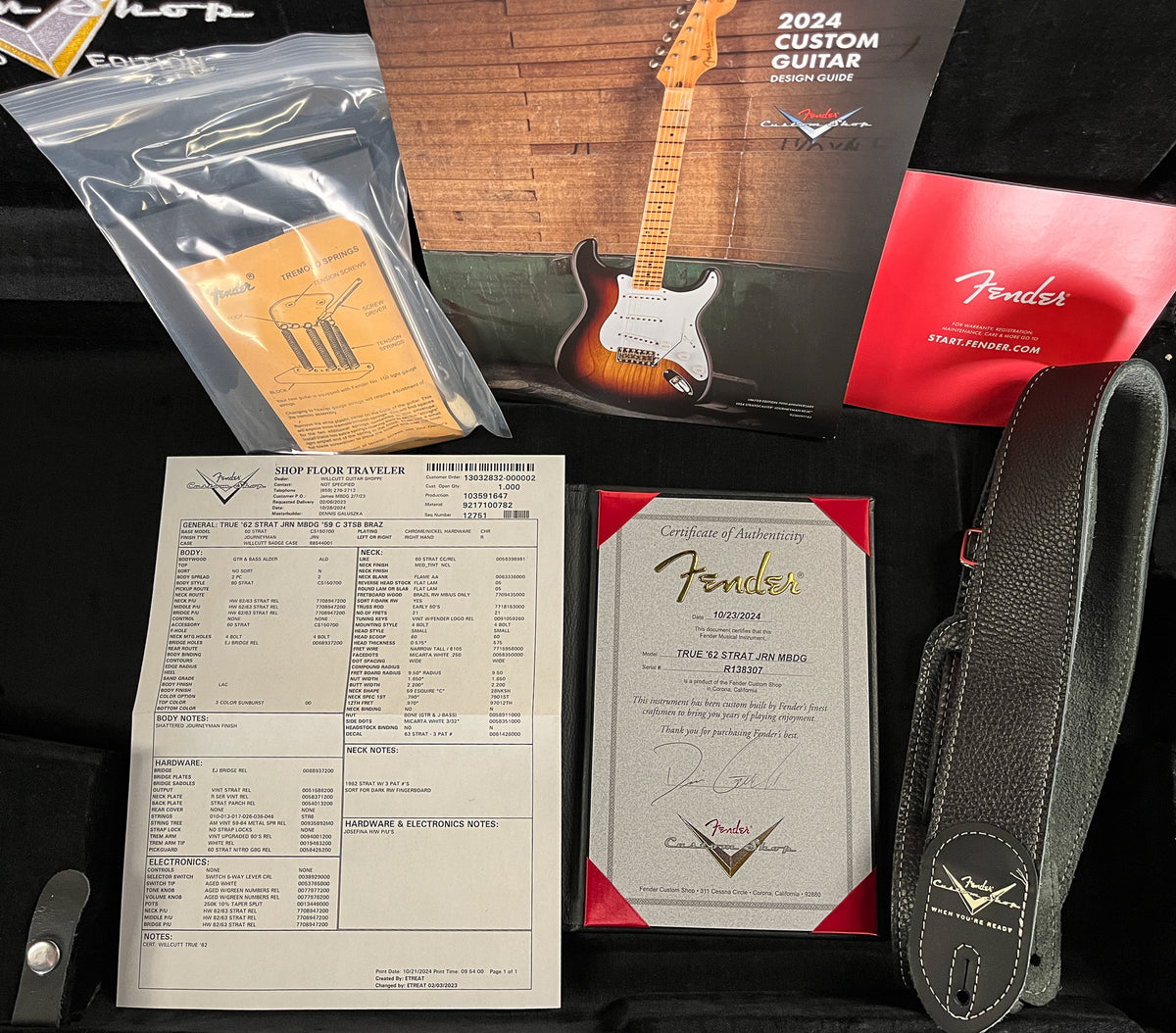 Fender Custom Shop Masterbuilt Dennis Galuzska True &#39;62 Strat Journeyman 3-Tone Sunburst Brazilian 59 C (307)