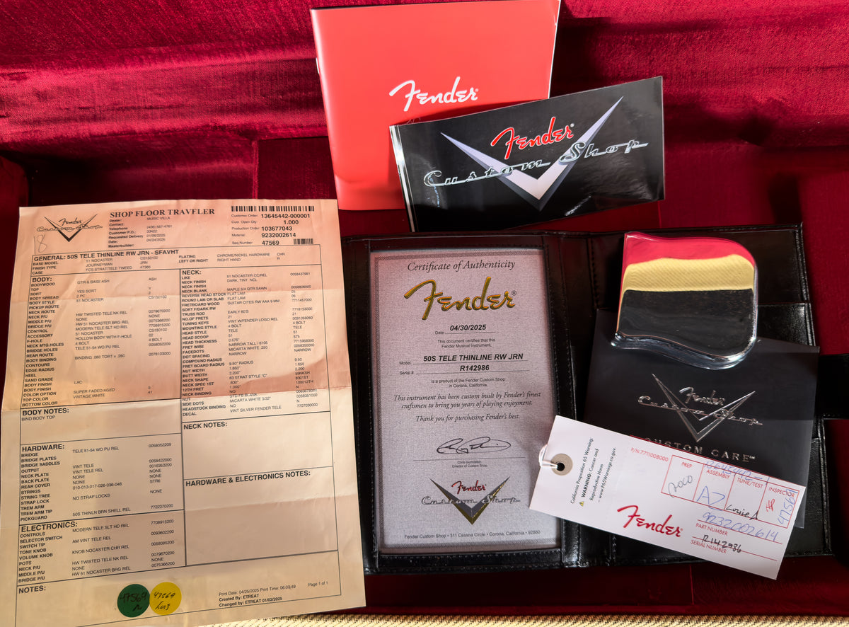 2025 Fender Custom Shop 50&#39;s Tele Thinline Vintage White