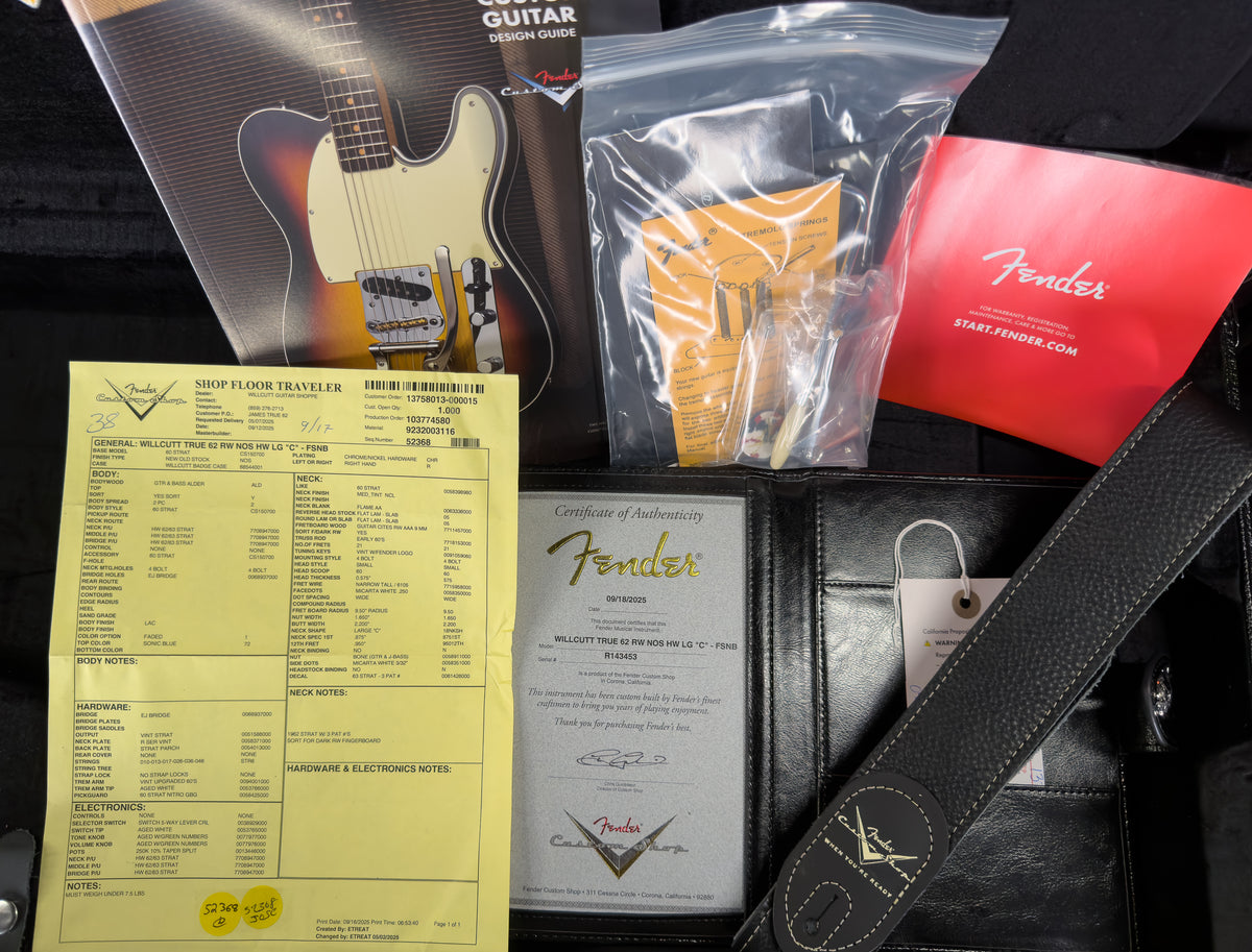 Fender Custom Shop Willcutt True &#39;62 Stratocaster NOS Faded Sonic Blue Large &quot;C&quot;    (453)