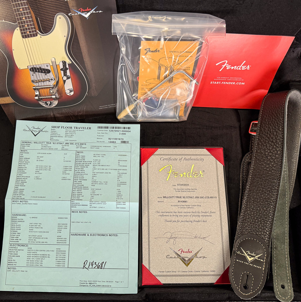 Fender Custom Shop Masterbuilt Yuriy Shishkov Willcutt True &#39;62 Strat Journeyman Relic 3-Tone Sunburst (681)