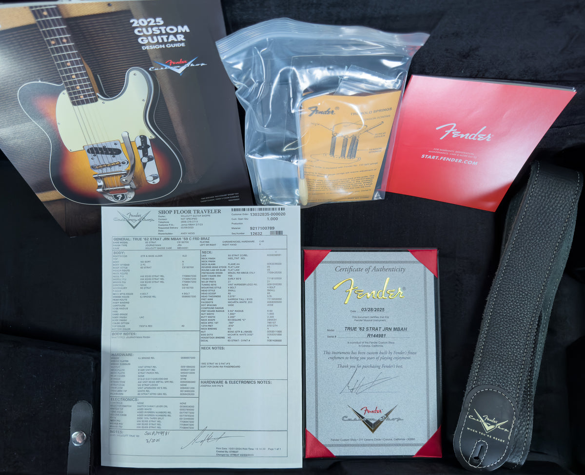 Fender Custom Shop Masterbuilt Andy Hicks True &#39;62 Strat Journeyman Fiesta Red Brazilian 59 C (981)