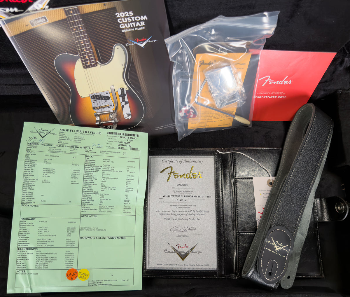 Fender Custom Shop Willcutt True &#39;62 Stratocaster NOS Black 59 &quot;C&quot;  (518)