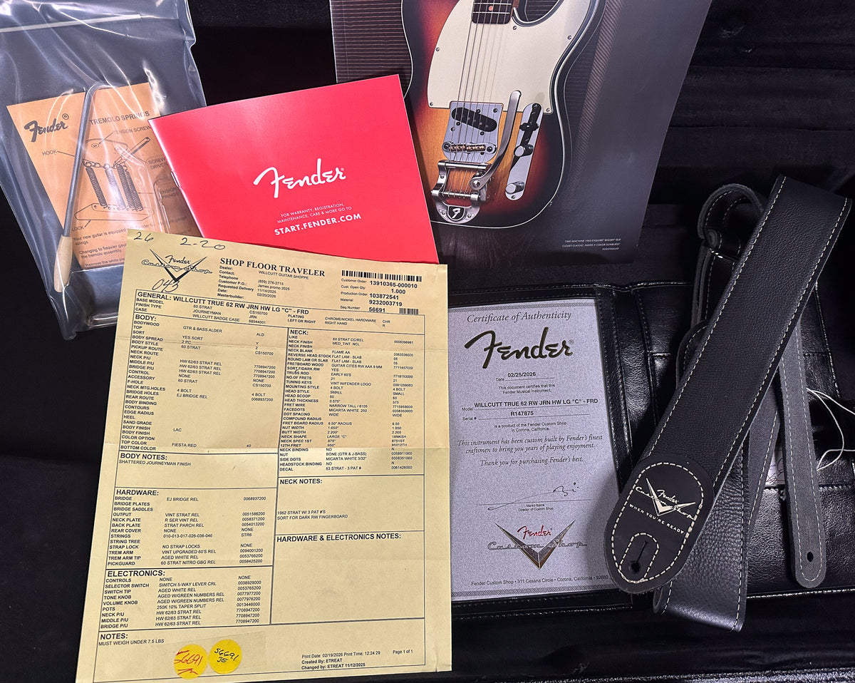 Fender Custom Shop Willcutt True '62 Journeyman Relic Fiesta Red Large C (875)