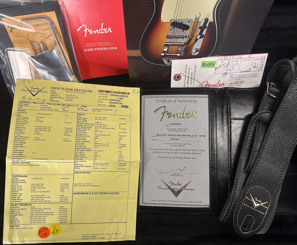 Fender Custom Shop Willcutt True '62 Journeyman Relic 3-Tone Sunburst Large C (184)