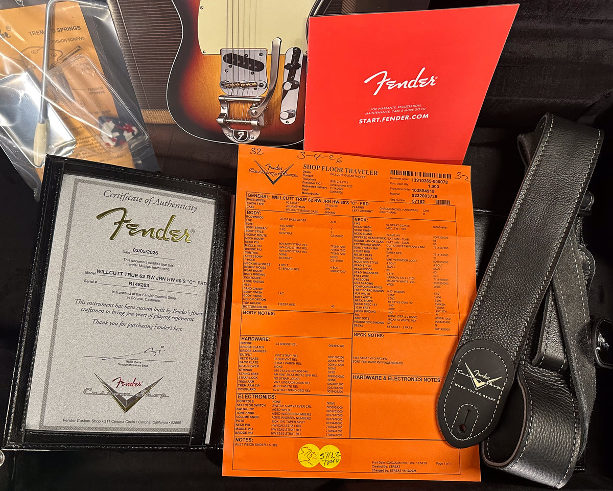 Fender Custom Shop Willcutt True '62 Stratocaster Journeyman Relic Fiesta Red 60s C (283)