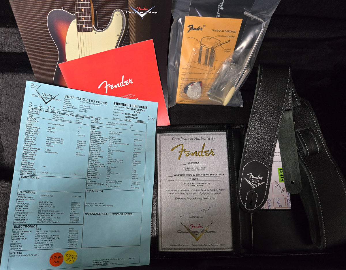 Fender Custom Shop Willcutt True '62 Stratocaster Journeyman Relic Black 60s C (299)