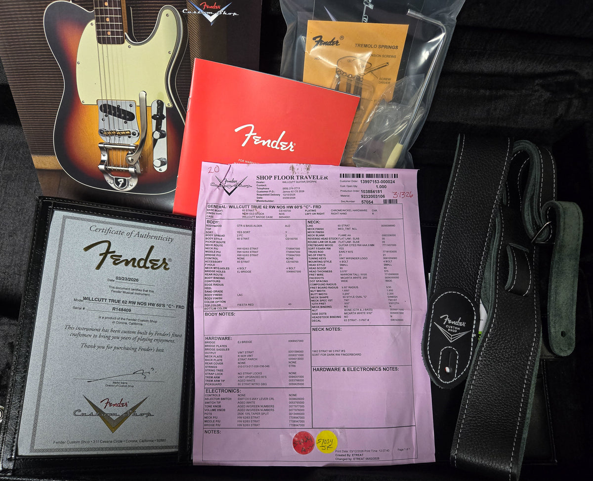 Fender Custom Shop Willcutt True '62 Stratocaster NOS Fiesta Red 60s "C" (409)