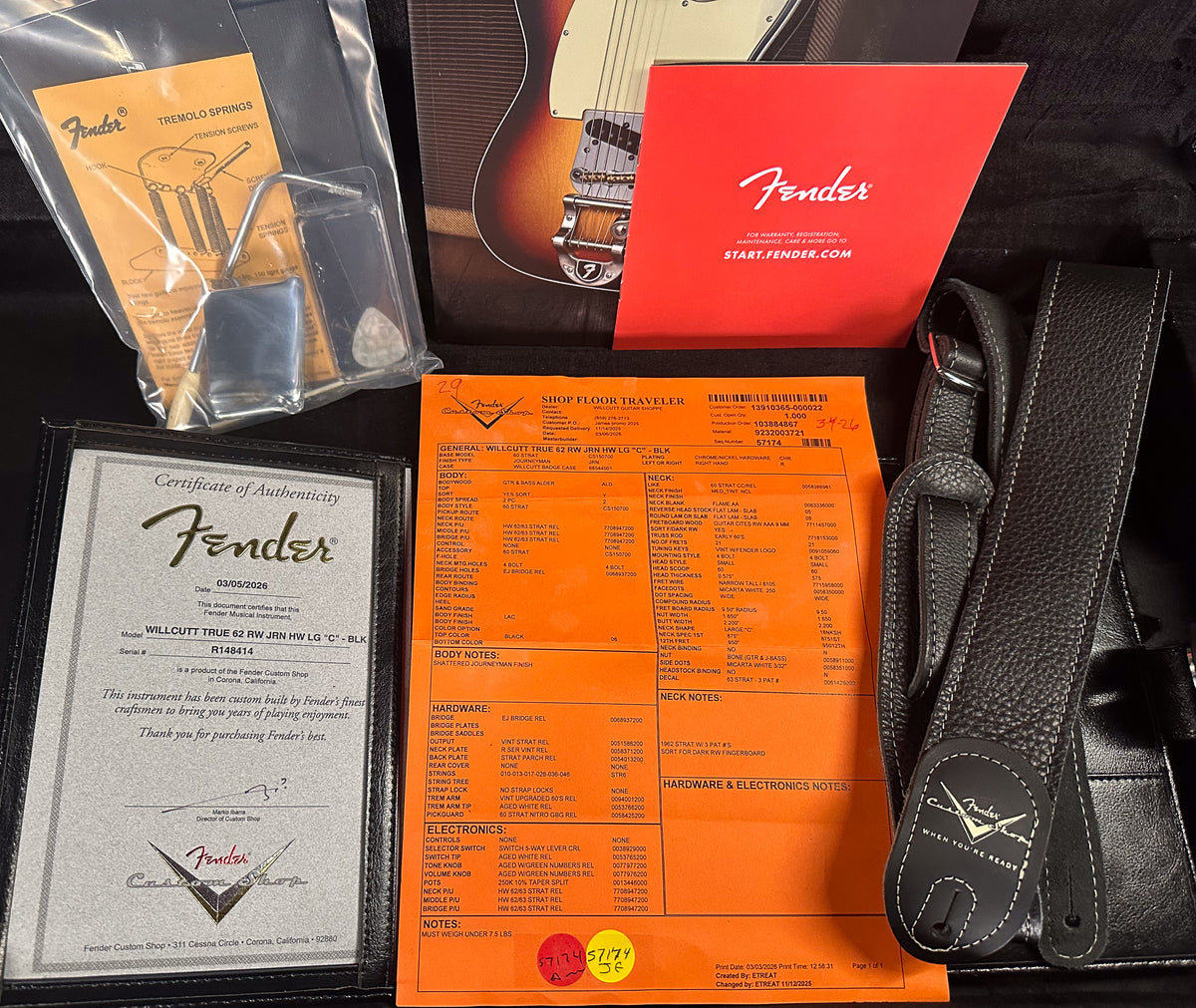 Fender Custom Shop Willcutt True '62 Journeyman Relic Black Large C (414)