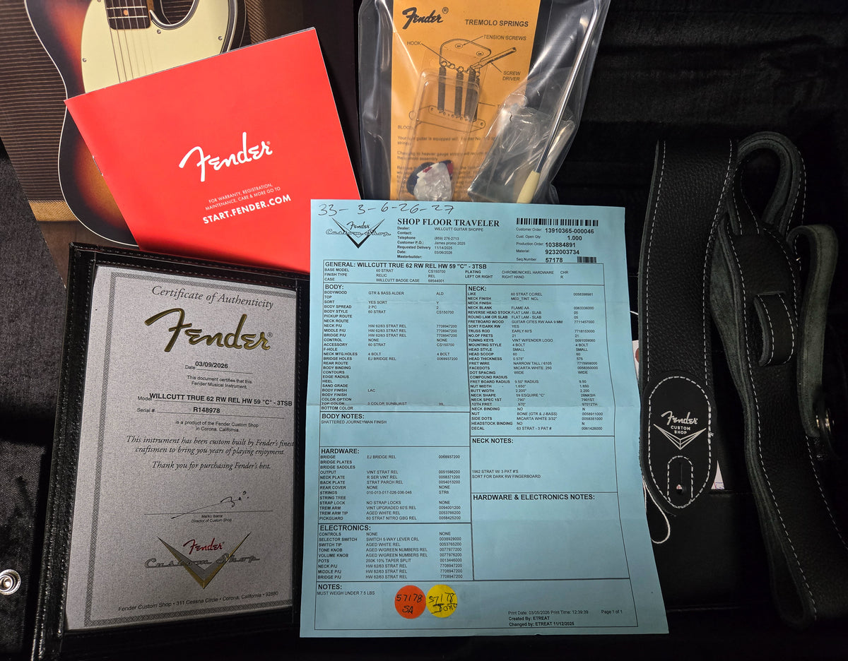 Fender Custom Shop Willcutt True '62 Relic 3-Tone Sunburst 59 C (978)