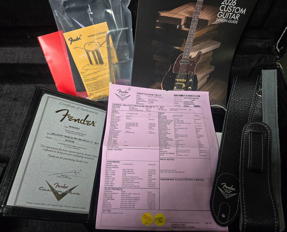 Fender Custom Shop Willcutt True '62 Stratocaster Journeyman Relic Black 59 C  (796)