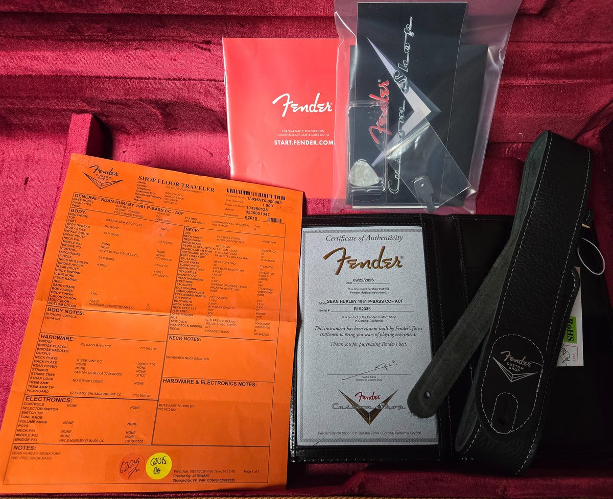 Fender Custom Shop Sean Hurley 1961 Precision Aged Charcoal Frost (335)