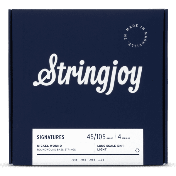 Stringjoy Light Top / Heavy Bottom Gauge (45-105) 4 String Long Scale Nickel Wound Bass Guitar Strings
