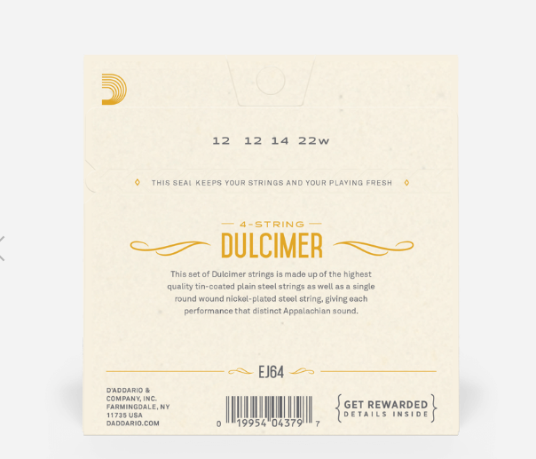 D&#39;Addario EJ64, 4-String Dulcimer, Nickel Wound on Steel