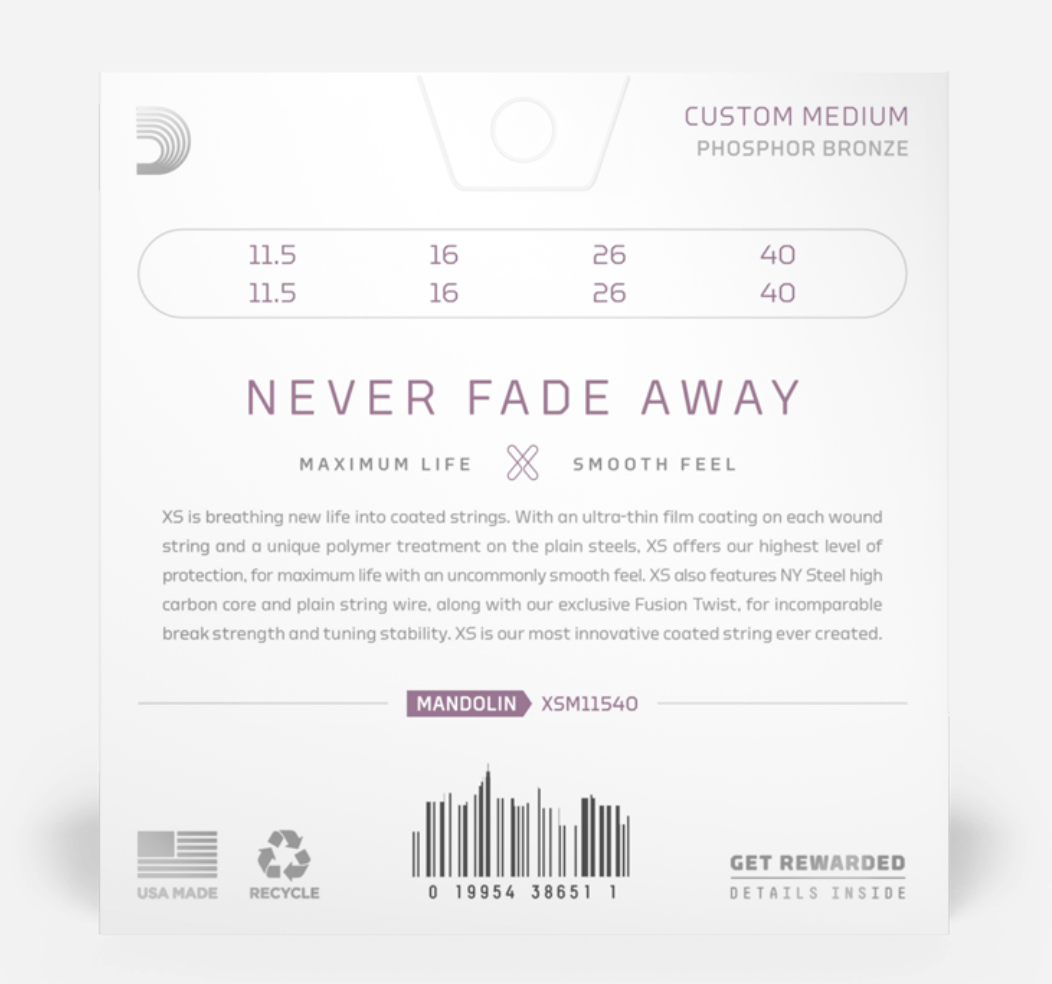 D&#39;Addario XSM11540 Custom Medium Mandolin Strings