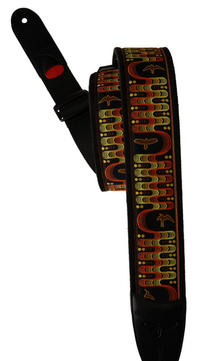 PRS 2.4" Padded Guitar Strap w/FLASH, Custom Jacquard Birds Wavelength Yellow