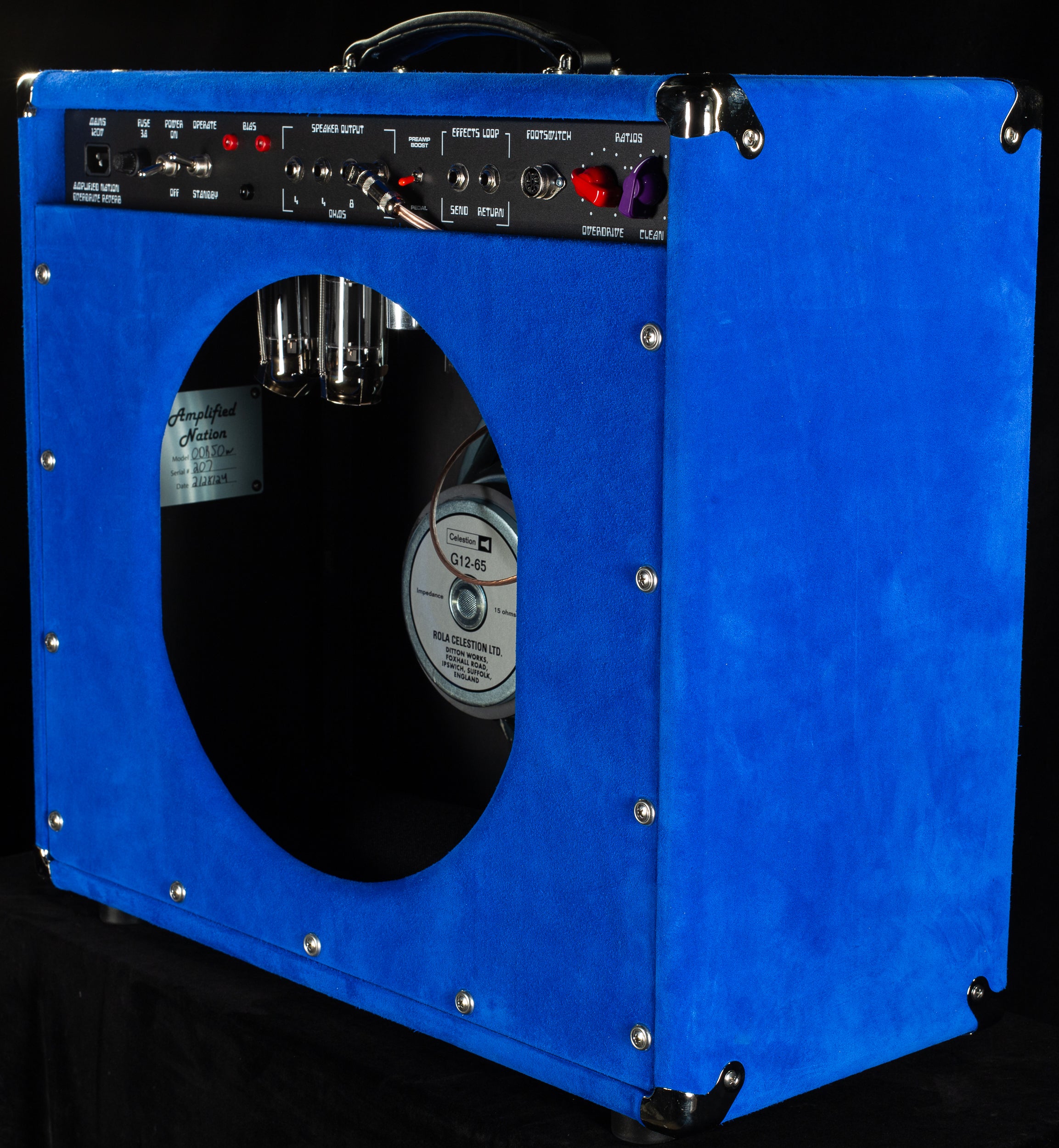 Blue Reverb Pages Amplified Nation Overdrive Reverb 50w 1x12 Combo Royal Blue / Black Sp ...