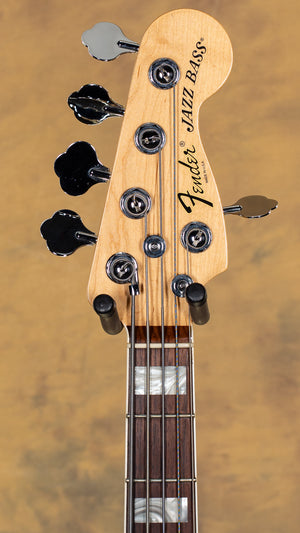 2012 Fender American Deluxe Jazz Bass V Wine Transparent